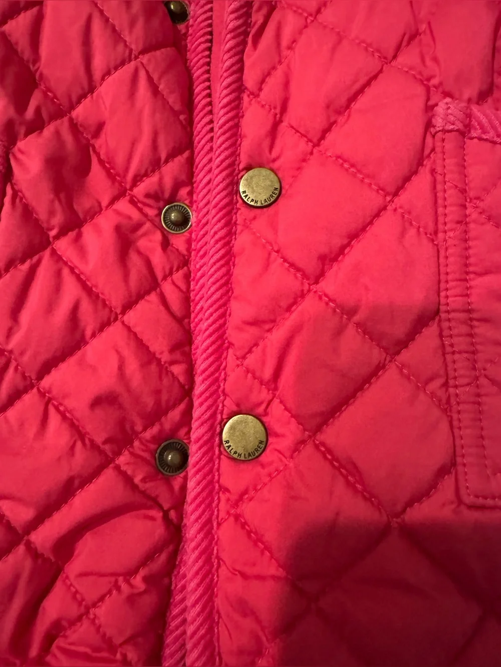 Ralph Lauren Quilted Hooded Baby One-Piece in Hot Pink